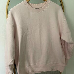 Aritzia TNA Boyfriend Cozy Crewneck light pink